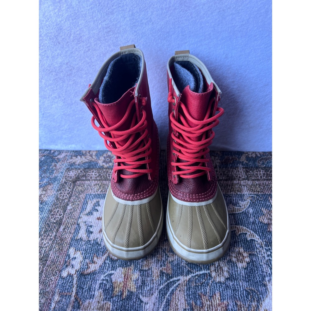 Gorpcore Sorel Caribou Premium Red Tan Waterproof Winter Snow Boots Womens 8
